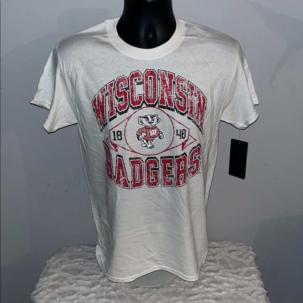 Wisconsin Badgers College Men’s Bucky Mascot Short Sleeve Tee Shirt Large